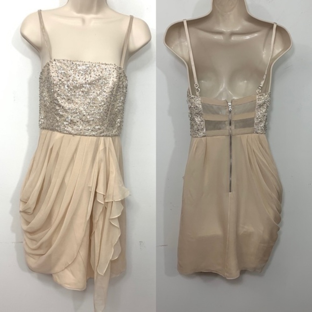 Alice+ Olivia beaded bodice silk draped skirt XS